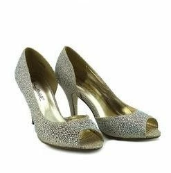 Kickfootwear Minnie Sparkle Peep Toe Kitten Heels - Gold WOMENS