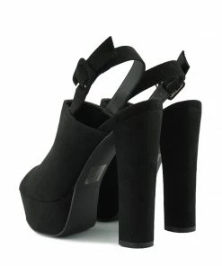 Kickfootwear WOMENS Platform Peep Toe Mules - Black 10 Kickfootwear WOMENS Platform Peep Toe Mules - Black