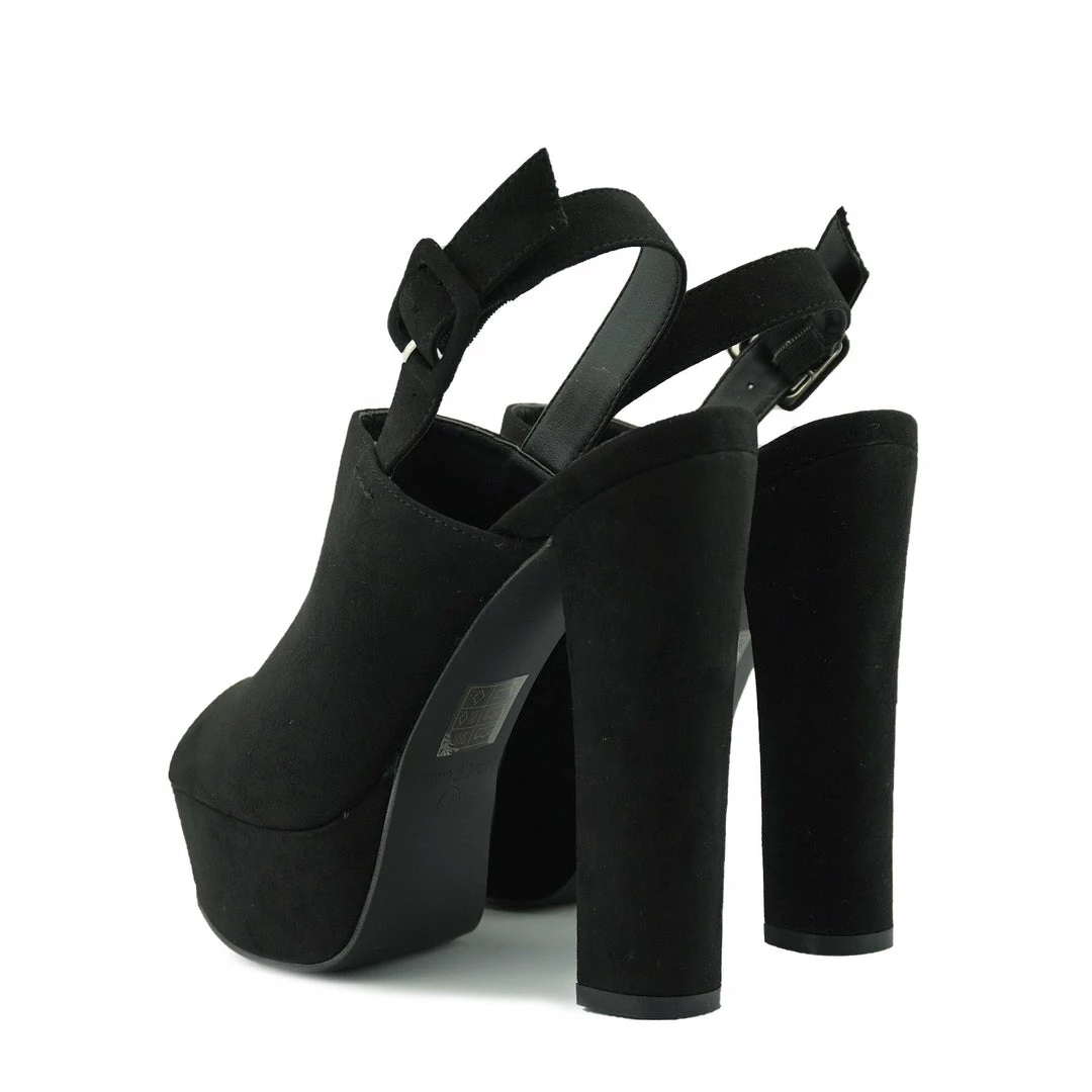 Kickfootwear WOMENS Platform Peep Toe Mules - Black 4 Kickfootwear WOMENS Platform Peep Toe Mules - Black