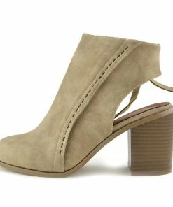 Kickfootwear Ivy Block Heel Closed Toe Mule Ankle Boots - Beige WOMENS
