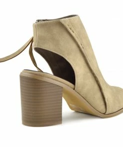 Kickfootwear Ivy Block Heel Closed Toe Mule Ankle Boots - Beige WOMENS