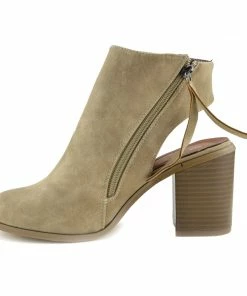 Kickfootwear Ivy Block Heel Closed Toe Mule Ankle Boots - Beige WOMENS
