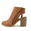 Kickfootwear Ivy Block Heel Closed Toe Mule Ankle Boots - Tan WOMENS
