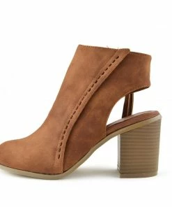 Kickfootwear Ivy Block Heel Closed Toe Mule Ankle Boots - Tan WOMENS