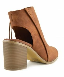 Kickfootwear Ivy Block Heel Closed Toe Mule Ankle Boots - Tan WOMENS