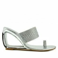 Kickfootwear Grace Metallic Toe Sparkle Sandals - Silver WOMENS 9 Kickfootwear Grace Metallic Toe Sparkle Sandals - Silver WOMENS