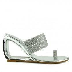 Kickfootwear Grace Metallic Toe Sparkle Sandals - Silver WOMENS 5 Kickfootwear Grace Metallic Toe Sparkle Sandals - Silver WOMENS