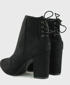 Kickfootwear WOMENS Corset Back Heeled Ankle Boots - Black