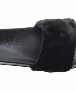 Kickfootwear Fluffy Sliders Lightweight Sandals - Black WOMENS