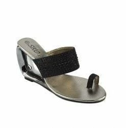 Kickfootwear WOMENS Grace Metallic Toe Sparkle Sandals - Black