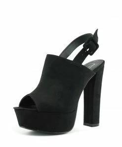 Kickfootwear WOMENS Platform Peep Toe Mules - Black 9 Kickfootwear WOMENS Platform Peep Toe Mules - Black