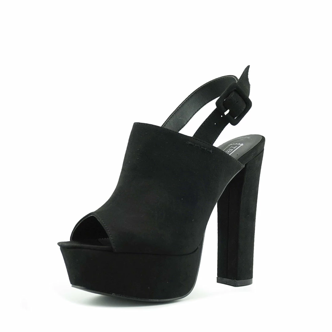 Kickfootwear WOMENS Platform Peep Toe Mules - Black 3 Kickfootwear WOMENS Platform Peep Toe Mules - Black