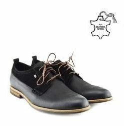 Kickfootwear MENS Giatoma Niccoli Suede Trim Derby Shoes - Black