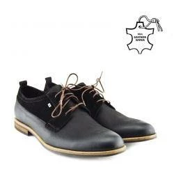 Kickfootwear MENS Giatoma Niccoli Suede Trim Derby Shoes - Black 2 Kickfootwear MENS Giatoma Niccoli Suede Trim Derby Shoes - Black