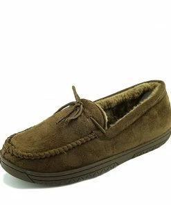 Kickfootwear Winter Moccasin Faux Sheepskin Slippers - Brown