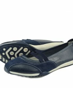 Kickfootwear Ballerina Dolly Pumps Comfort Sole Flat Shoes - Navy