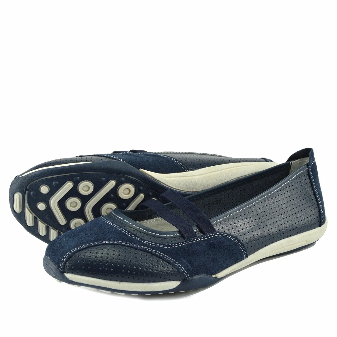 Kickfootwear Ballerina Dolly Pumps Comfort Sole Flat Shoes - Navy 2 Kickfootwear Ballerina Dolly Pumps Comfort Sole Flat Shoes - Navy
