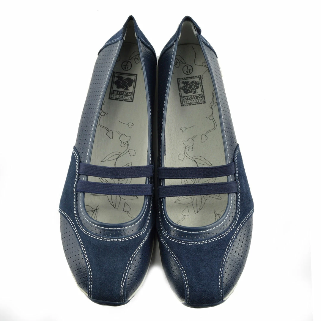 Kickfootwear Ballerina Dolly Pumps Comfort Sole Flat Shoes - Navy 3 Kickfootwear Ballerina Dolly Pumps Comfort Sole Flat Shoes - Navy