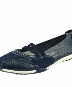 Kickfootwear Ballerina Dolly Pumps Comfort Sole Flat Shoes - Navy