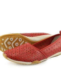 Kickfootwear Ballerina Dolly Pumps Comfort Sole Flat Shoes - Red F80206