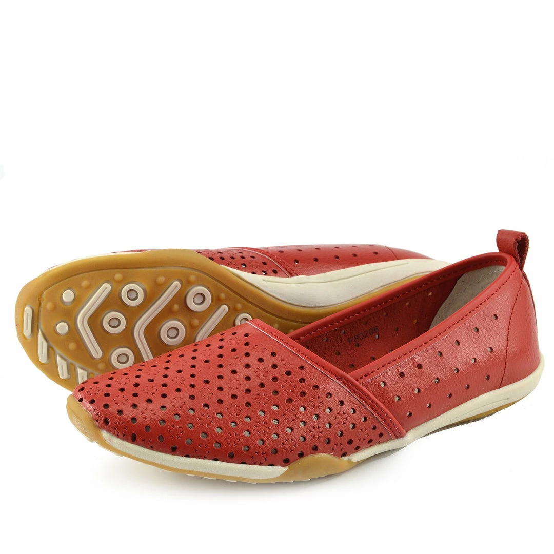 Kickfootwear Ballerina Dolly Pumps Comfort Sole Flat Shoes - Red F80206 2 Kickfootwear Ballerina Dolly Pumps Comfort Sole Flat Shoes - Red F80206