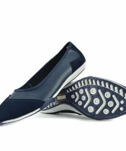 Kickfootwear Ballerina Dolly Pumps Comfort Sole Flat Shoes - Navy F80261
