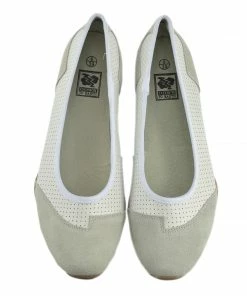 Kickfootwear Ballerina Dolly Pumps Comfort Sole Flat Shoes - White F80261 WOMENS