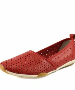 Kickfootwear Ballerina Dolly Pumps Comfort Sole Flat Shoes - Red F80206