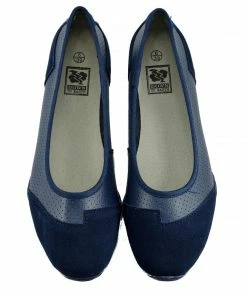 Kickfootwear Ballerina Dolly Pumps Comfort Sole Flat Shoes - Navy F80261