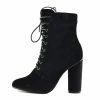 Kickfootwear Vida Celeb Lace Up Block Heel Ankle Boots - Black