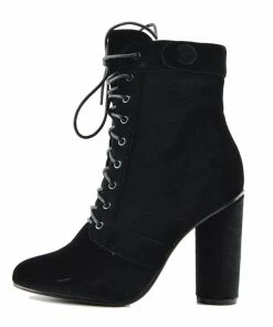 Kickfootwear Vida Celeb Lace Up Block Heel Ankle Boots - Black