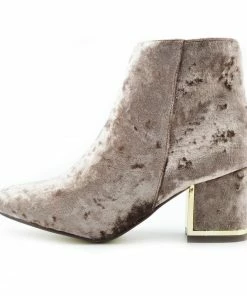 Kickfootwear Nico Velvet Block Heel Ankle Boots - Mocha Velvet WOMENS