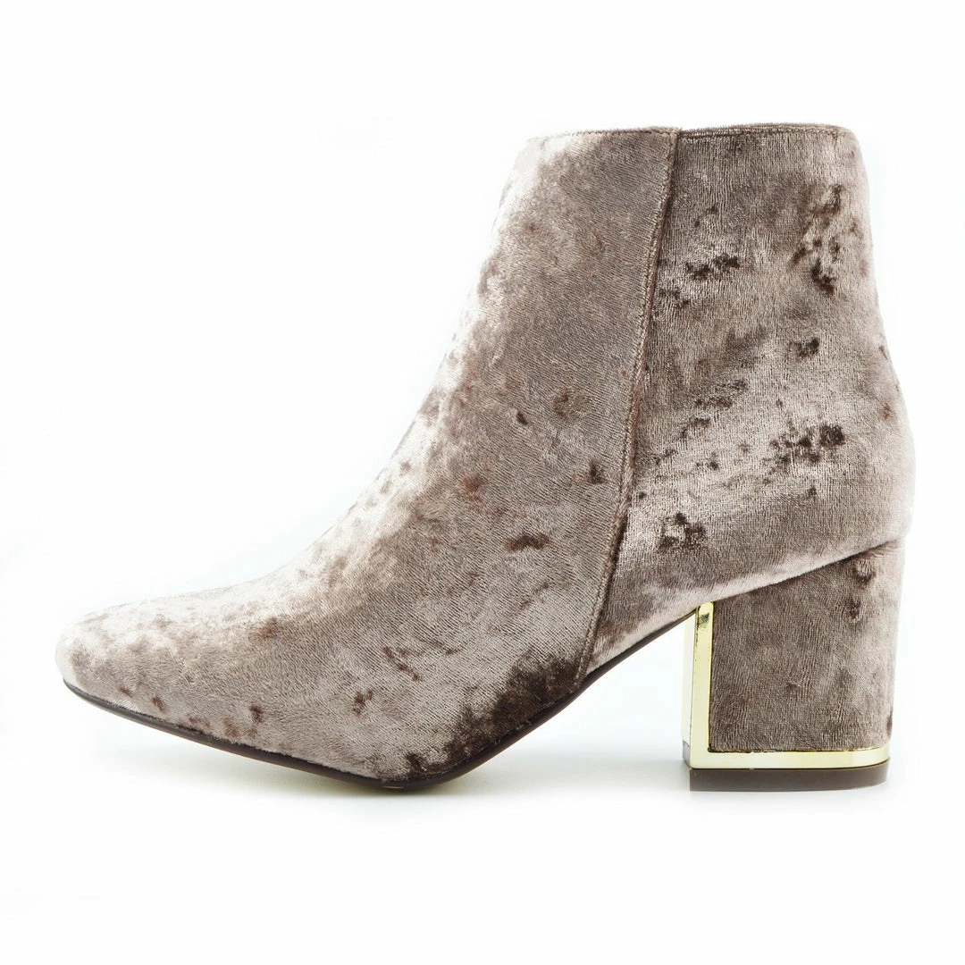 Kickfootwear Nico Velvet Block Heel Ankle Boots - Mocha Velvet WOMENS 1 Kickfootwear Nico Velvet Block Heel Ankle Boots - Mocha Velvet WOMENS