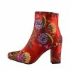Kickfootwear Noa Floral Silk Vintage Ankle Boots - Red WOMENS