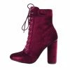 Kickfootwear Vida Celeb Lace Up Block Heel Ankle Boots - Burgundy