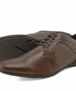 Kickfootwear Vale Leather Smart Lace Up Trainer Shoes - Tan