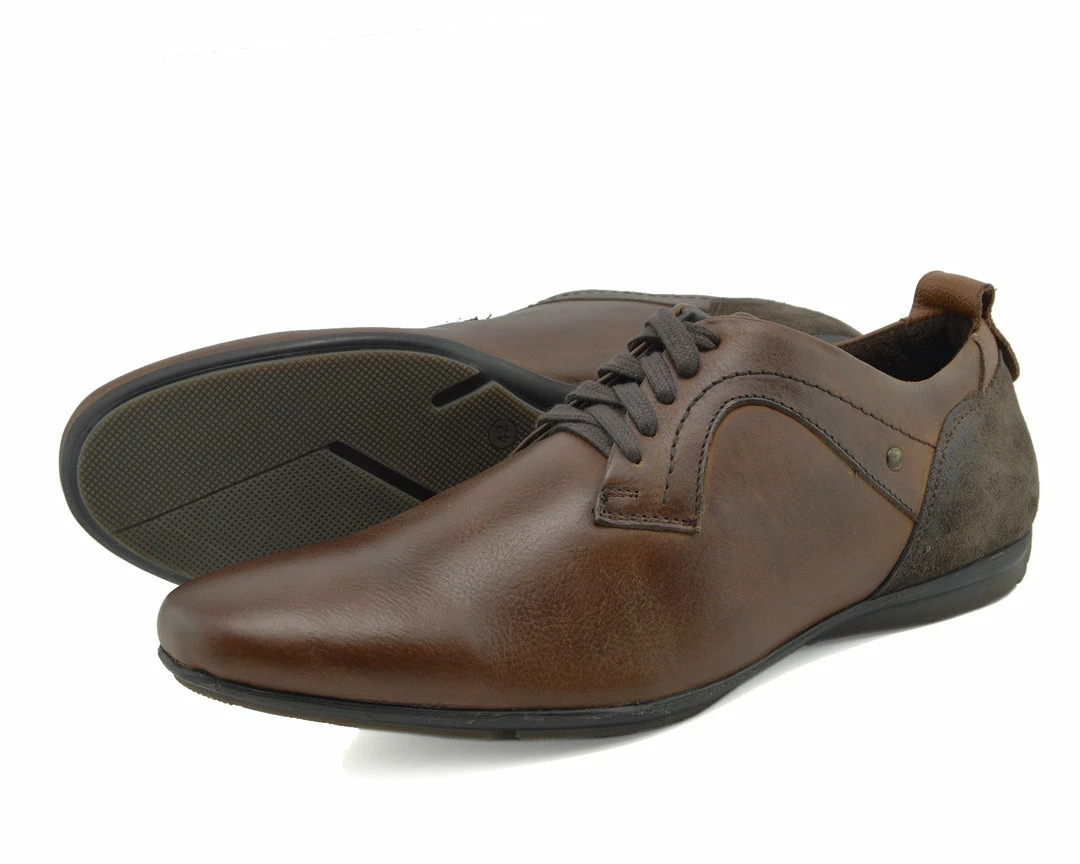 Kickfootwear Vale Leather Smart Lace Up Trainer Shoes - Tan 2 Kickfootwear Vale Leather Smart Lace Up Trainer Shoes - Tan