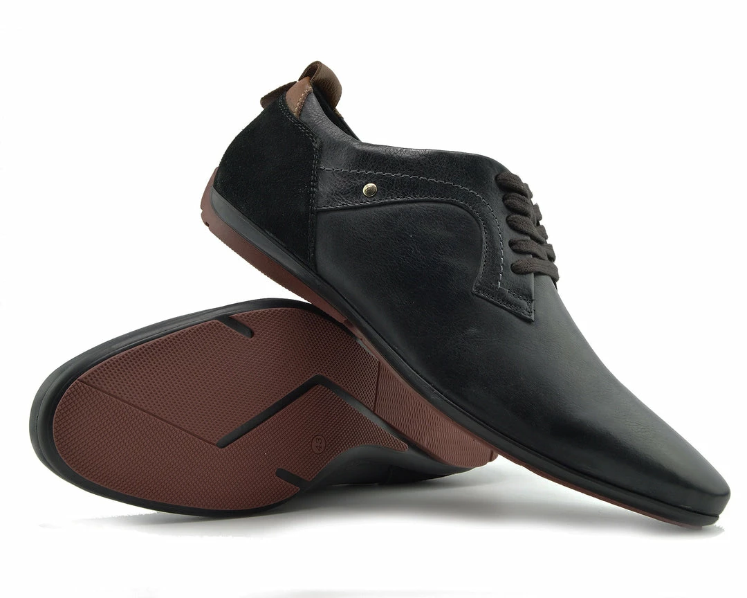 Kickfootwear MENS Vale Leather Smart Lace Up Trainer Shoes - Black 2 Kickfootwear MENS Vale Leather Smart Lace Up Trainer Shoes - Black