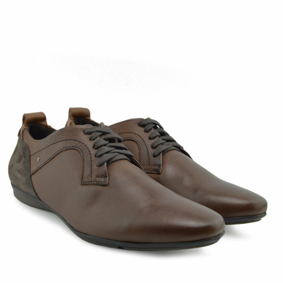 Kickfootwear Vale Leather Smart Lace Up Trainer Shoes - Tan 4 Kickfootwear Vale Leather Smart Lace Up Trainer Shoes - Tan