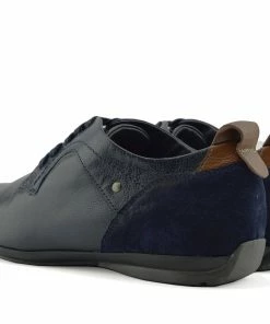 Kickfootwear MENS Vale Leather Smart Lace Up Trainer Shoes - Navy