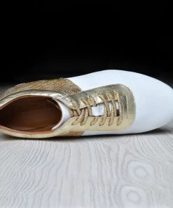 Kickfootwear Giatoma Niccoli Contrast Shine Trainers - White - Gold WOMENS 9 Kickfootwear Giatoma Niccoli Contrast Shine Trainers - White - Gold WOMENS