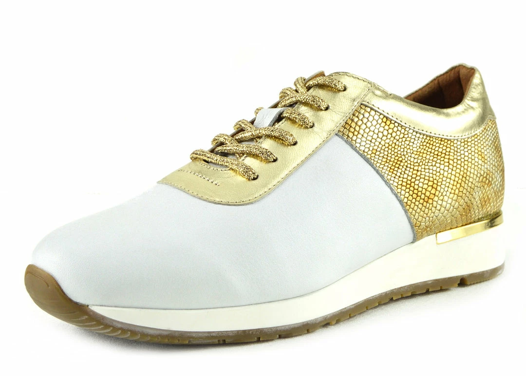 Kickfootwear Giatoma Niccoli Contrast Shine Trainers - White - Gold WOMENS 1 Kickfootwear Giatoma Niccoli Contrast Shine Trainers - White - Gold WOMENS