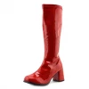 Kickfootwear Betty Block Heel Retro Boots - Red