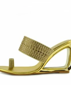 Kickfootwear Metallic Toe Sparkle Sandals - Gold WOMENS