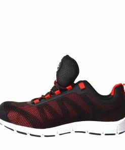 Kickfootwear Groundwork Mens Lightweight Steel Toe Safety Trainers - Black-Red