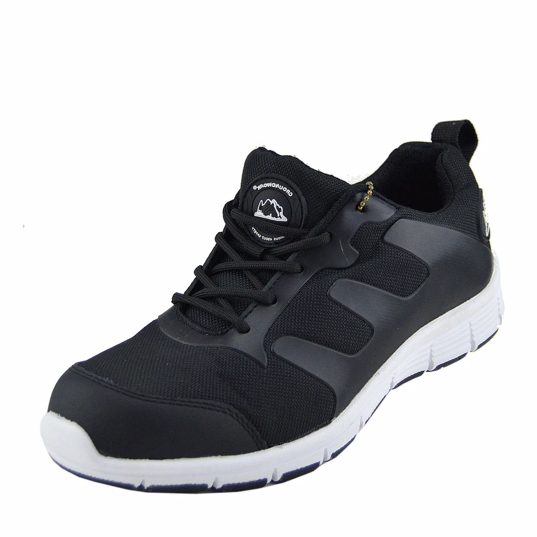 Kickfootwear Groundwork Mens Lightweight Steel Toe Safety Trainers - Black-White 5 Kickfootwear Groundwork Mens Lightweight Steel Toe Safety Trainers - Black-White