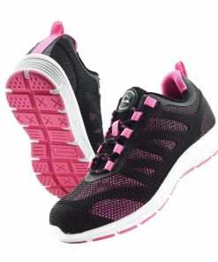 Kickfootwear Groundwork Lightweight Steel Toe Safety Trainers - Black Pink