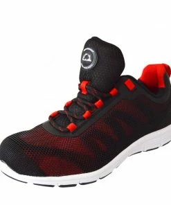 Kickfootwear Groundwork Mens Lightweight Steel Toe Safety Trainers - Black-Red 9 Kickfootwear Groundwork Mens Lightweight Steel Toe Safety Trainers - Black-Red