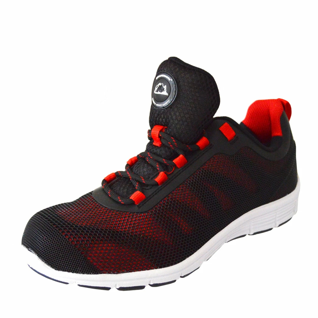 Kickfootwear Groundwork Mens Lightweight Steel Toe Safety Trainers - Black-Red 5 Kickfootwear Groundwork Mens Lightweight Steel Toe Safety Trainers - Black-Red