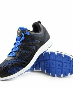 Kickfootwear Groundwork Mens Lightweight Steel Toe Safety Trainers - Black-Blue